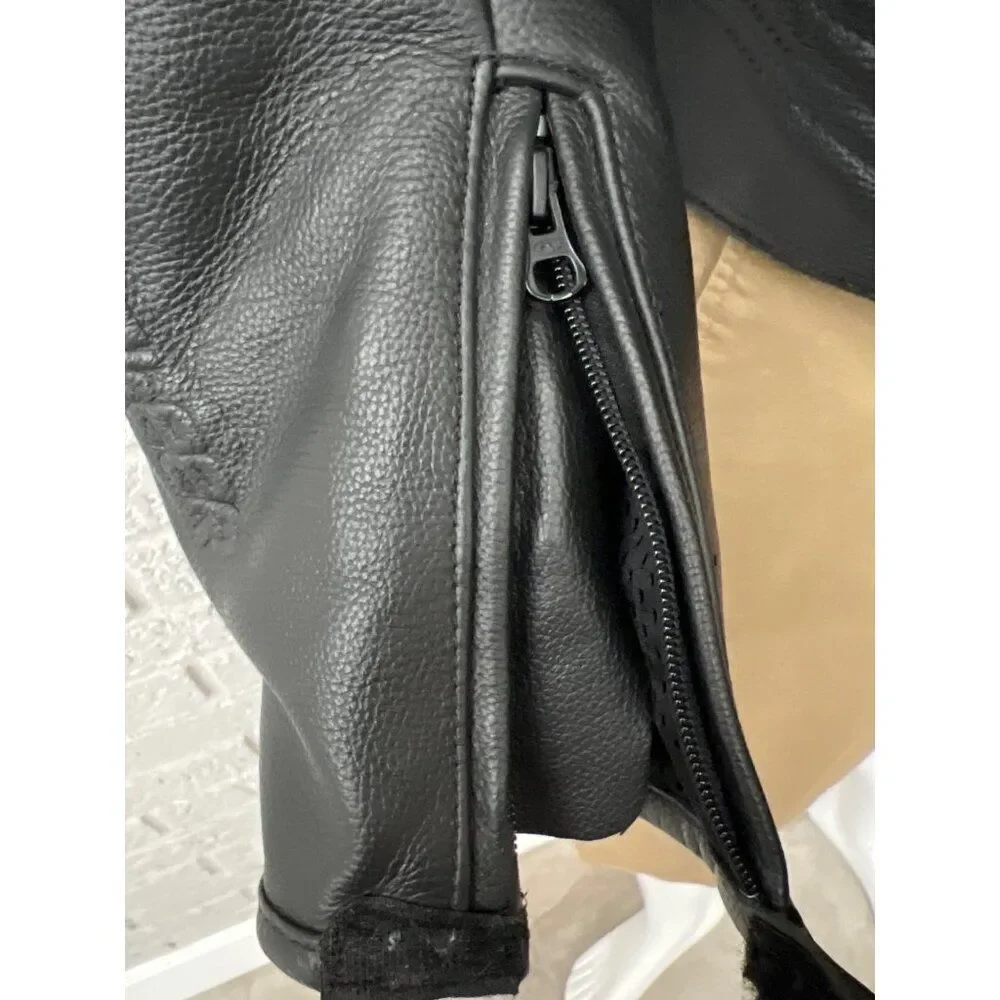 FieldSheer Black Men Armored Leather Motorcycle Jacket Size 14